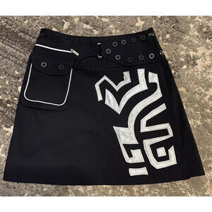 Jamie Sadock Adjustable Snap Black Silver Mini Skirt XS-S NWT